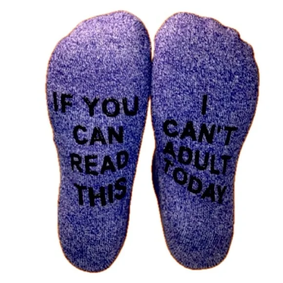3/$25 FUNNY QUOTE SAYINGS SOCKS I CAN’T ADULT TODAY SOCK SIZE 10-13 SHO… - Picture 1 of 8